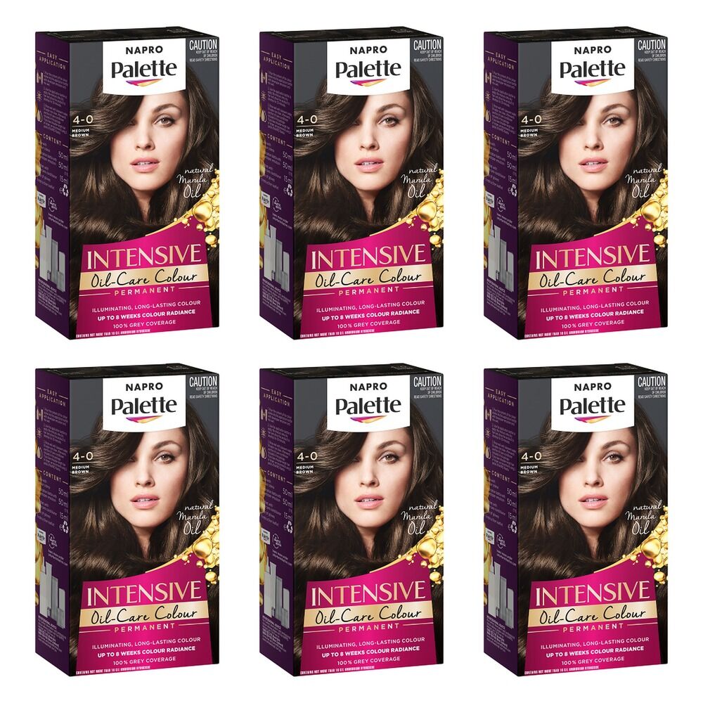 Napro Palette Permanent Creme Colour 4-0 Medium Brown x 3 Bundle of 6