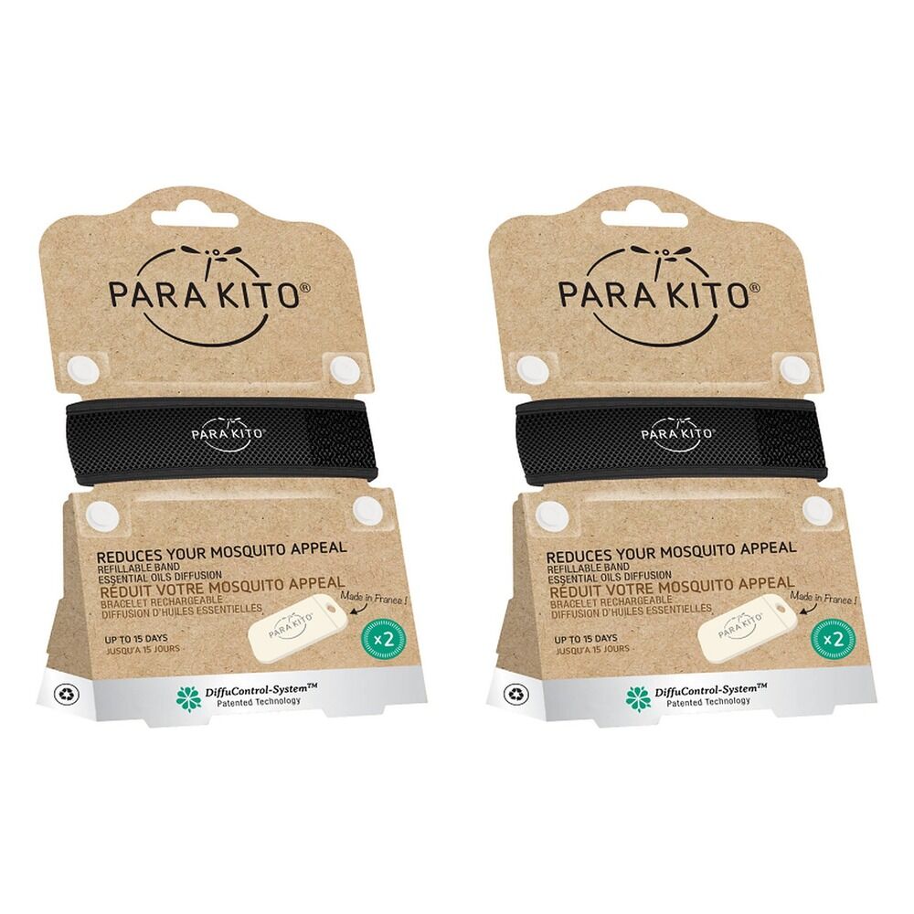 Para'Kito Mosquito Repellent Adult Wristband Black Pack of 2