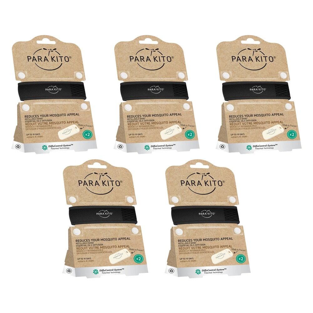 Para'Kito Mosquito Repellent Adult Wristband Black Pack of 5