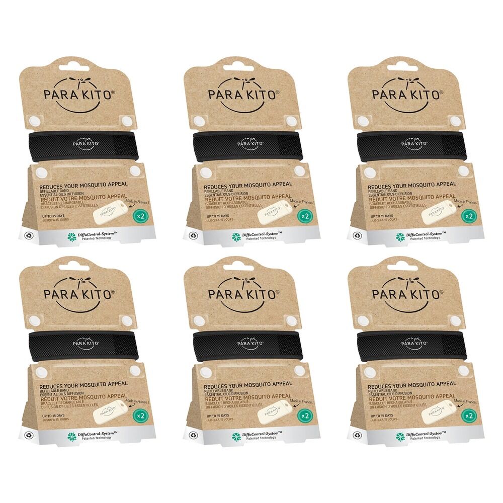 Para'Kito Mosquito Repellent Adult Wristband Black Pack of 6