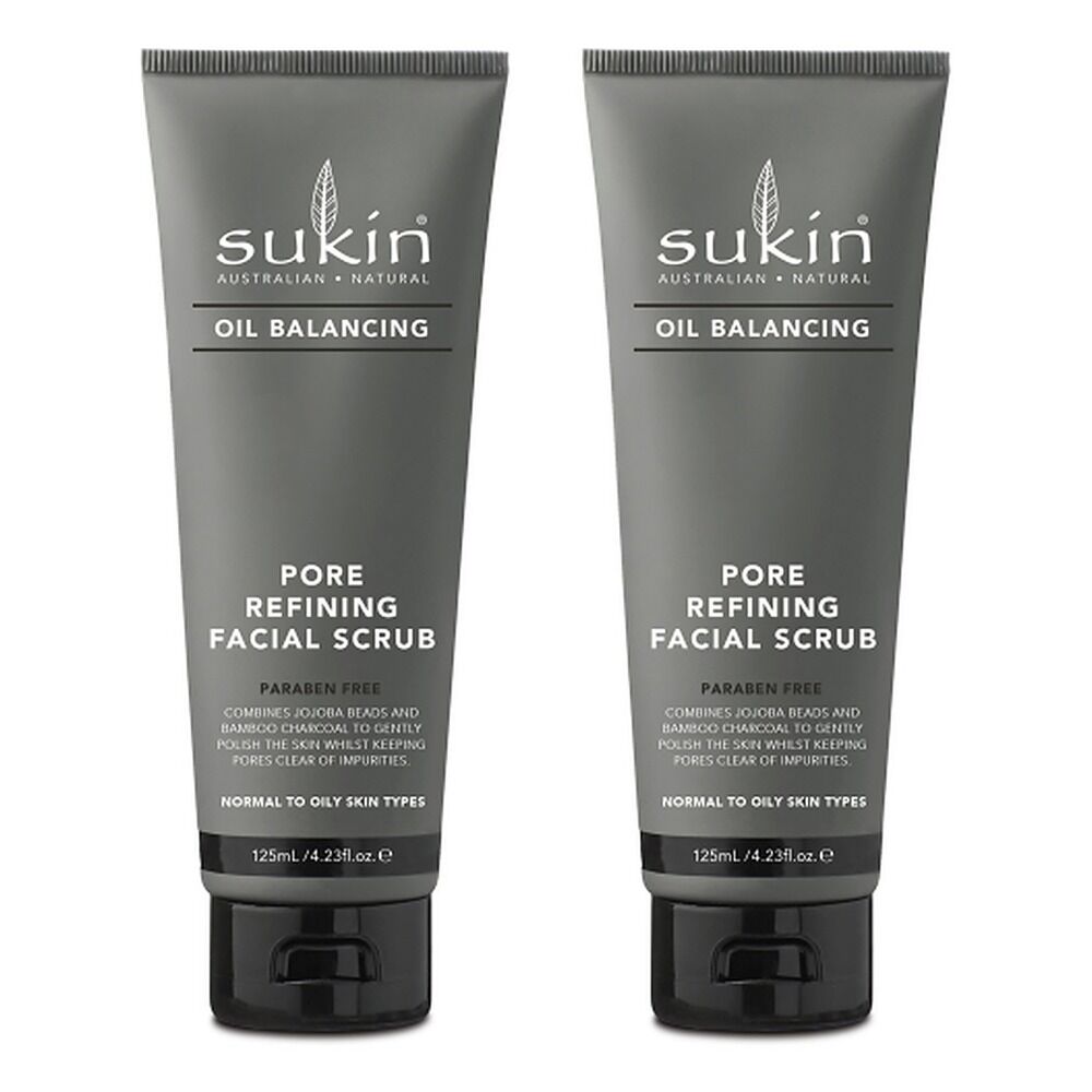 Sukin Oil Balancing Plus Charcoal Pore Refining Facial Scrub 125mL Pack of 2