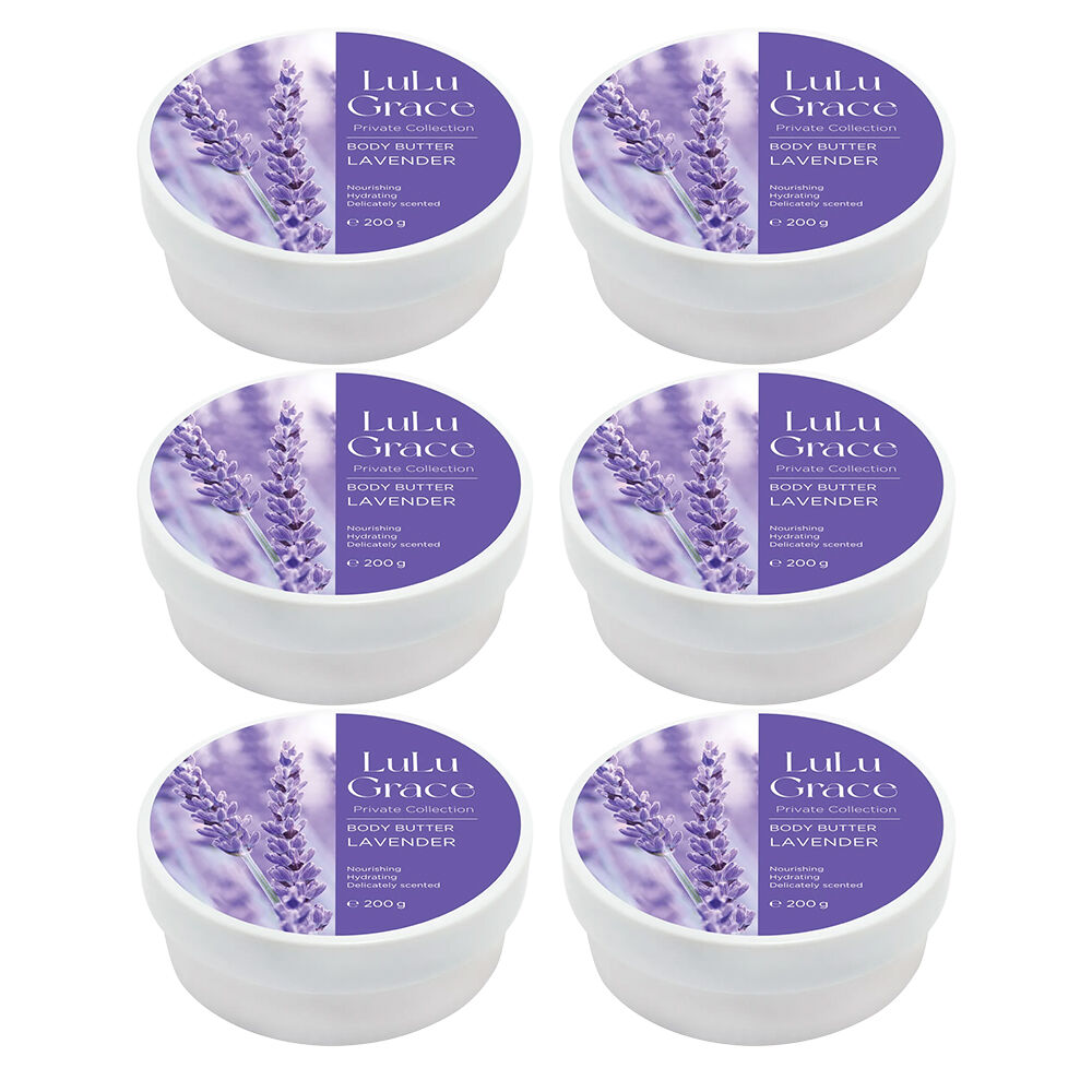 Lulu Grace Lavender Body Butter 200g 6 Pack Super Rich Cream Set