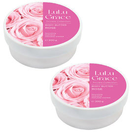 Lulu Grace Body Butter Rose Super Rich Skin Moisturiser 200g 2 Pack