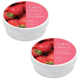 Lulu Grace Strawberry Body Butter Super Rich Skin Moisturiser 200g x2