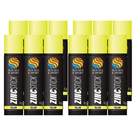 Sun Sea and Sport Yellow Zinc Stick 12 x 6g WaterResistant Face & Body Paint