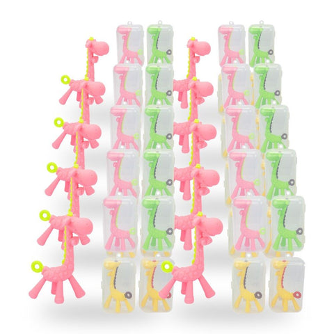 Baby & Me Giraffe Teether Assorted Colour Soft Silicone Teething - Random Colour Supplied Pack of 10