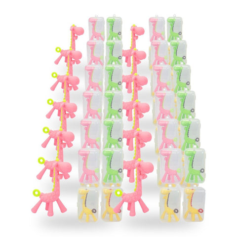 Baby & Me Giraffe Teether Assorted Colour Soft Silicone Teething - Random Colour Supplied Pack of 12