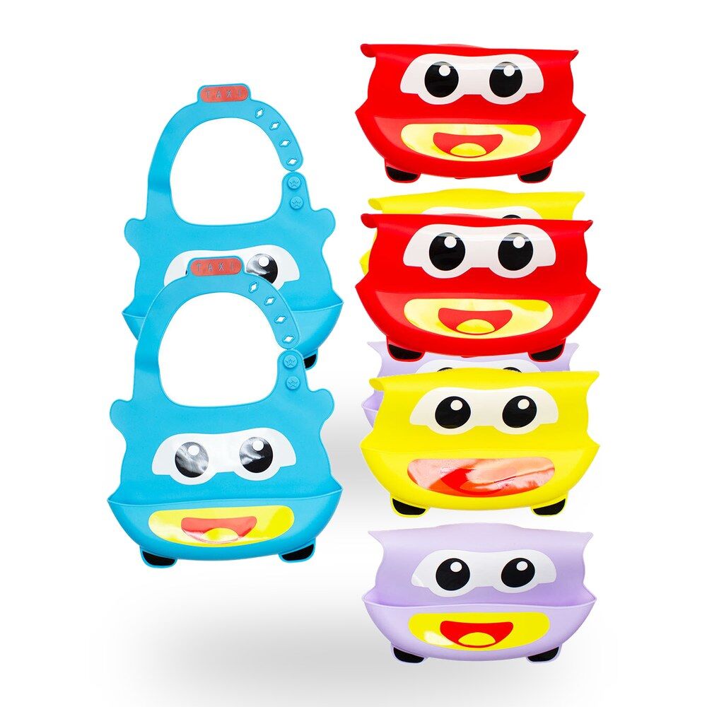 Baby & Me Silicone Bib with Food Catcher Adjustable Apron - Random Colour Supplied Pack of 2