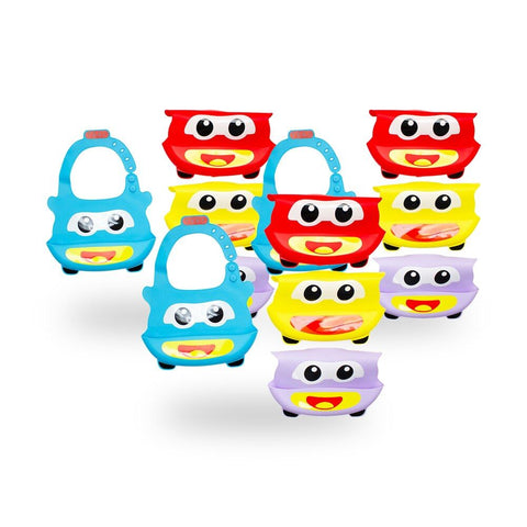 Baby & Me Silicone Bib with Food Catcher Adjustable Apron - Random Colour Supplied Pack of 3