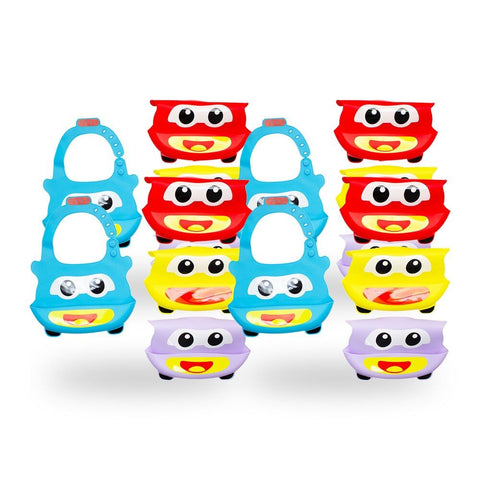 Baby & Me Silicone Bib with Food Catcher Adjustable Apron - Random Colour Supplied Pack of 4
