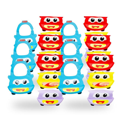 Baby & Me Silicone Bib with Food Catcher Adjustable Apron - Random Colour Supplied Pack of 6