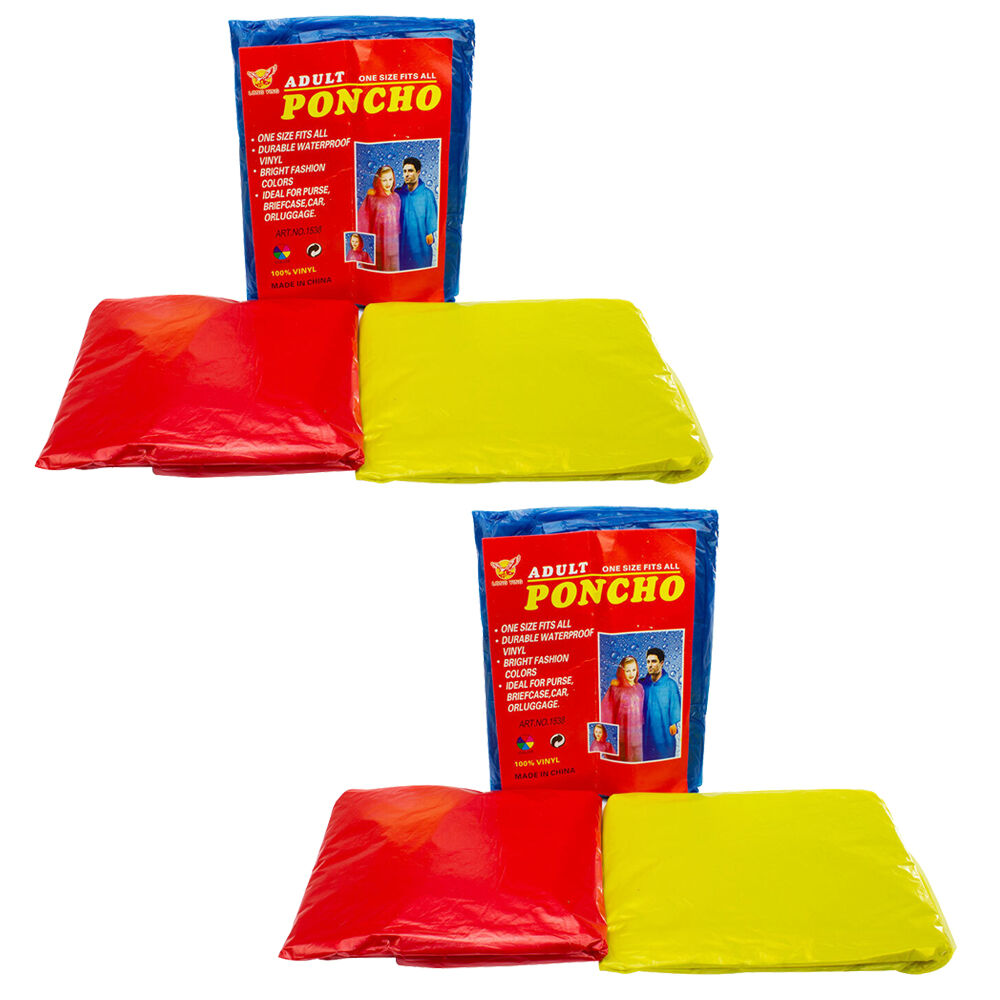 Safe Home Care Waterproof Rain Poncho Raincoat Adult Assorted Pack of 2