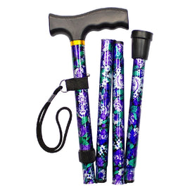 Safe Home Care Adjustable Folding Metal Walking Stick Floral 33-37