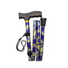 Safe Home Care Adjustable Folding Metal Walking Stick Floral 33-37" Blue Gold