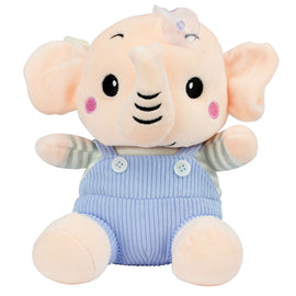 25cm Elephant Plush Toy in Blue Overalls Soft & Cuddly Gift for Kids
