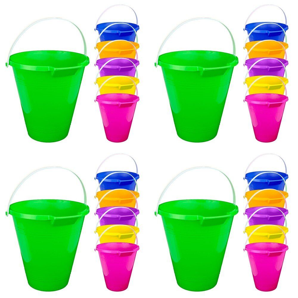 Kids Beach Bucket 23 x 22 x 12cm - Random Colour Supplied Pack of 4