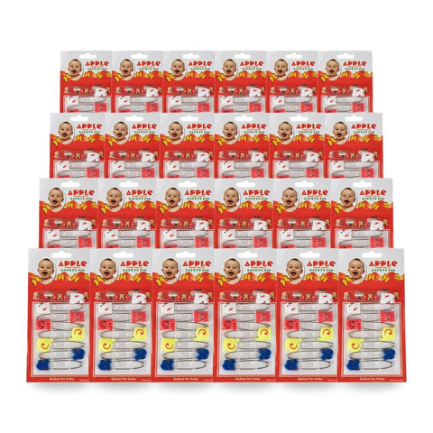 Baby & Me Safety Nappy Pins 8 Pack Stainless Steel Assorted - Random Colour Supplied Bundle of 24