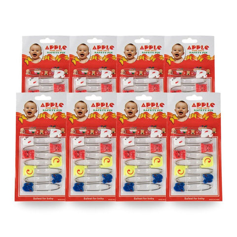 Baby & Me Safety Nappy Pins 8 Pack Stainless Steel Assorted - Random Colour Supplied Bundle of 8