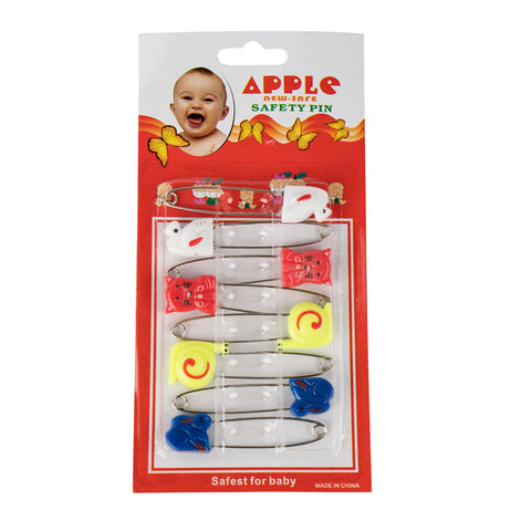 Baby & Me Safety Nappy Pins 8 Pack Stainless Steel Assorted Colours