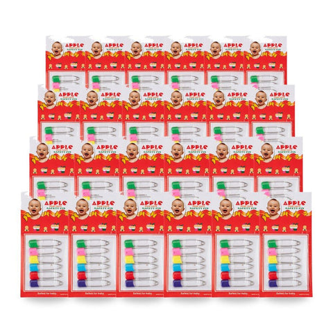 Baby & Me Safety Nappy Pins 6 Pack Stainless Steel Assorted - Random Colour Supplied Bundle of 24