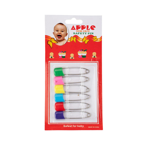 Baby & Me Safety Nappy Pins 6 Pack Stainless Steel Assorted Colours