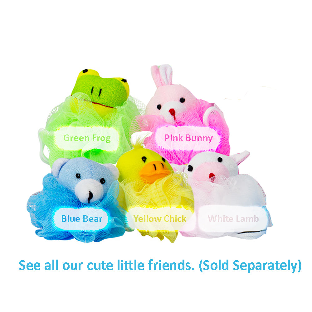 Pink Bunny Kids Bath Sponge Scrub Stuffed Animal Shower Loofah Toy Exfoliate
