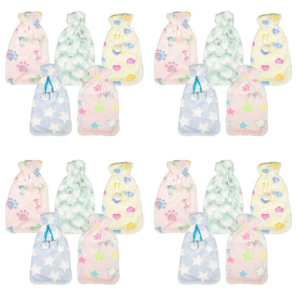 Health & Beauty Plush Pom Pom Hot Water Bottle Cover Assorted Prints - Random Design Supplied Pack of 4