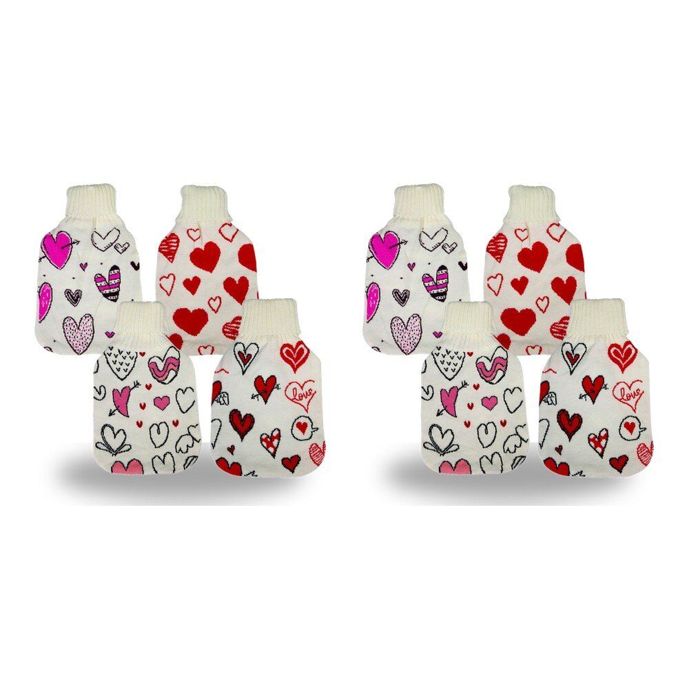 Health & Beauty Knitted Hot Water Bottle Cover Heart Prints - Random Design Supplied Pack of 2