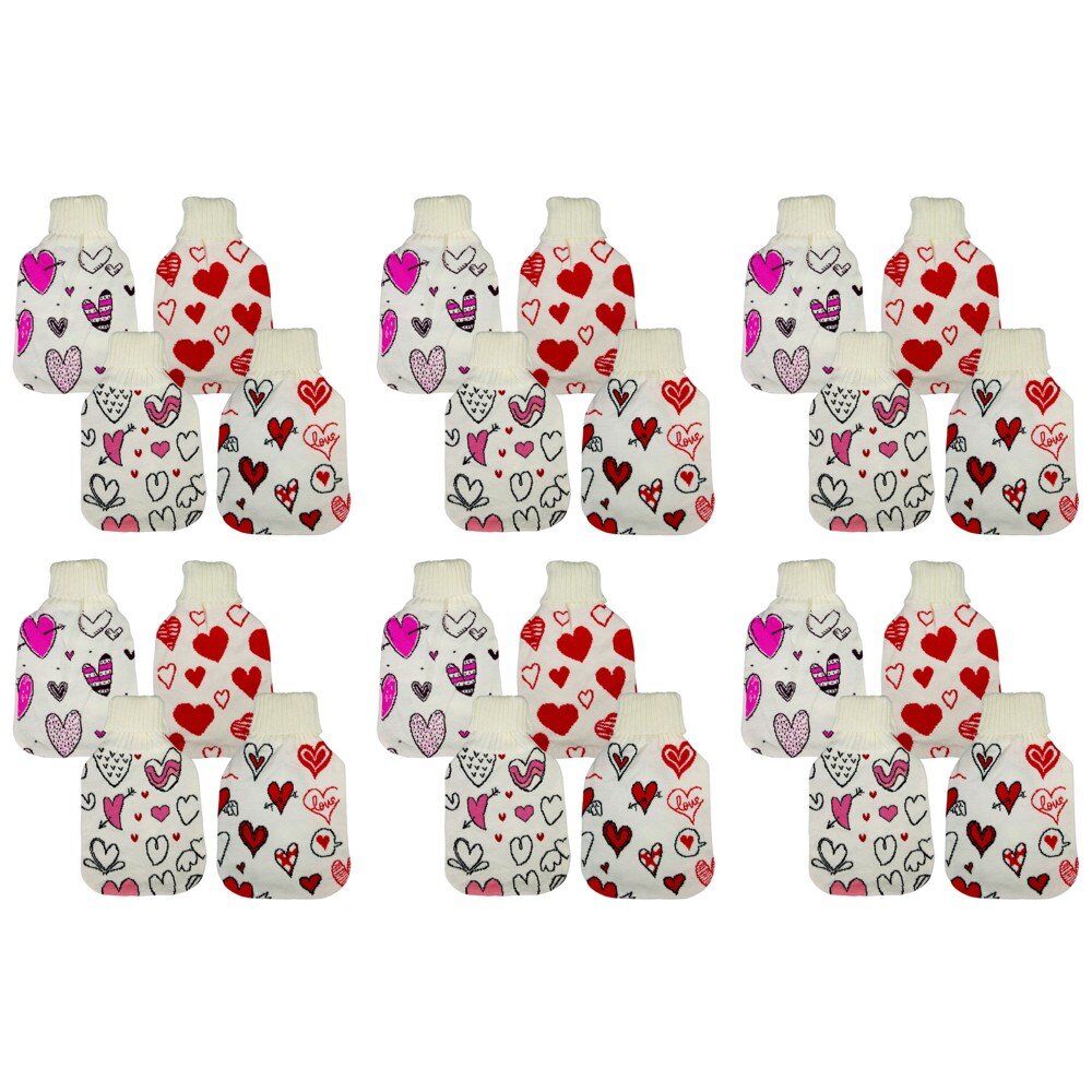 Health & Beauty Knitted Hot Water Bottle Cover Heart Prints - Random Design Supplied Pack of 6