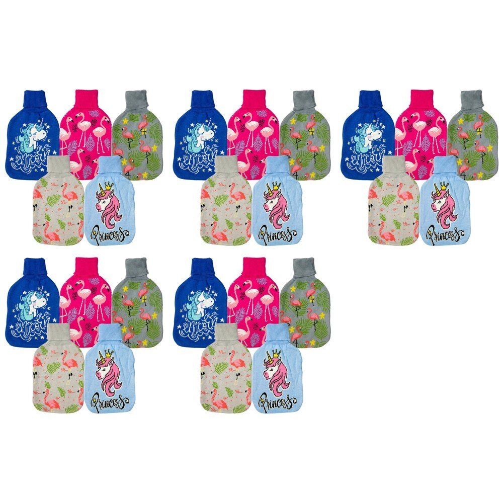 Health & Beauty Knitted Hot Water Bottle Cover Flamingo or Unicorn - Random Design and Colour Supplied Pack of 5