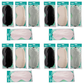 Travel Now Satin Eye Mask Sleep Eyeshade - Random Colour Supplied Pack of 4