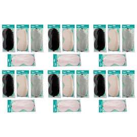 Travel Now Satin Eye Mask Sleep Eyeshade - Random Colour Supplied Pack of 6
