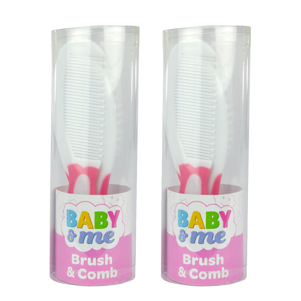 Baby & Me Baby Brush and Comb Set Soft Pink Grooming Kit x2