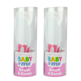 Baby & Me Baby Brush and Comb Set Soft Pink Grooming Kit x2