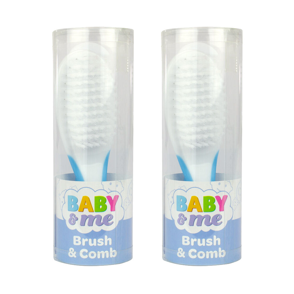 Baby & Me Twin Brush and Comb Set Soft Blue Bristles Baby Grooming Kit