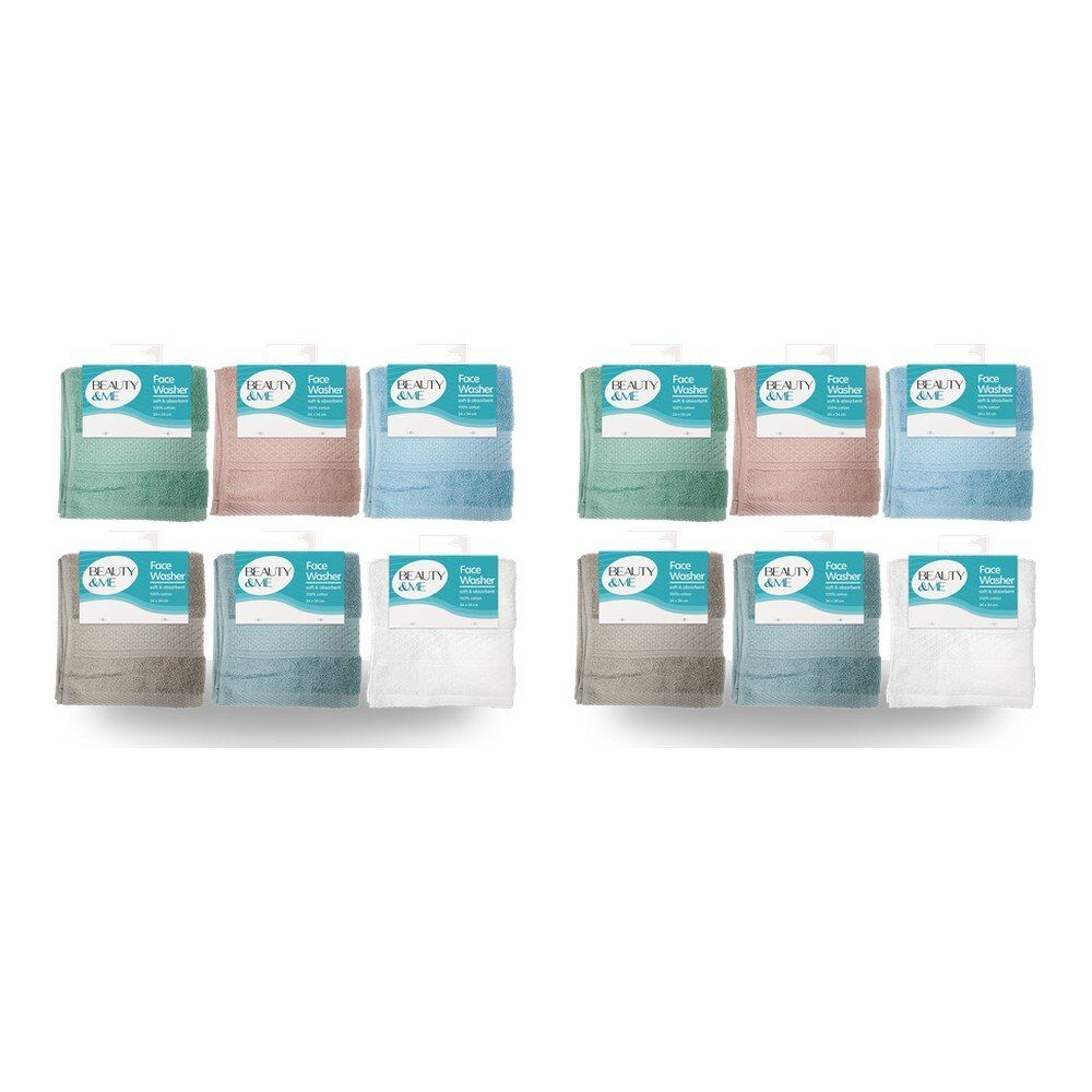 Beauty & Me Face Washer 100% Cotton 34 x 34cm - Random Colour Supplied Pack of 2