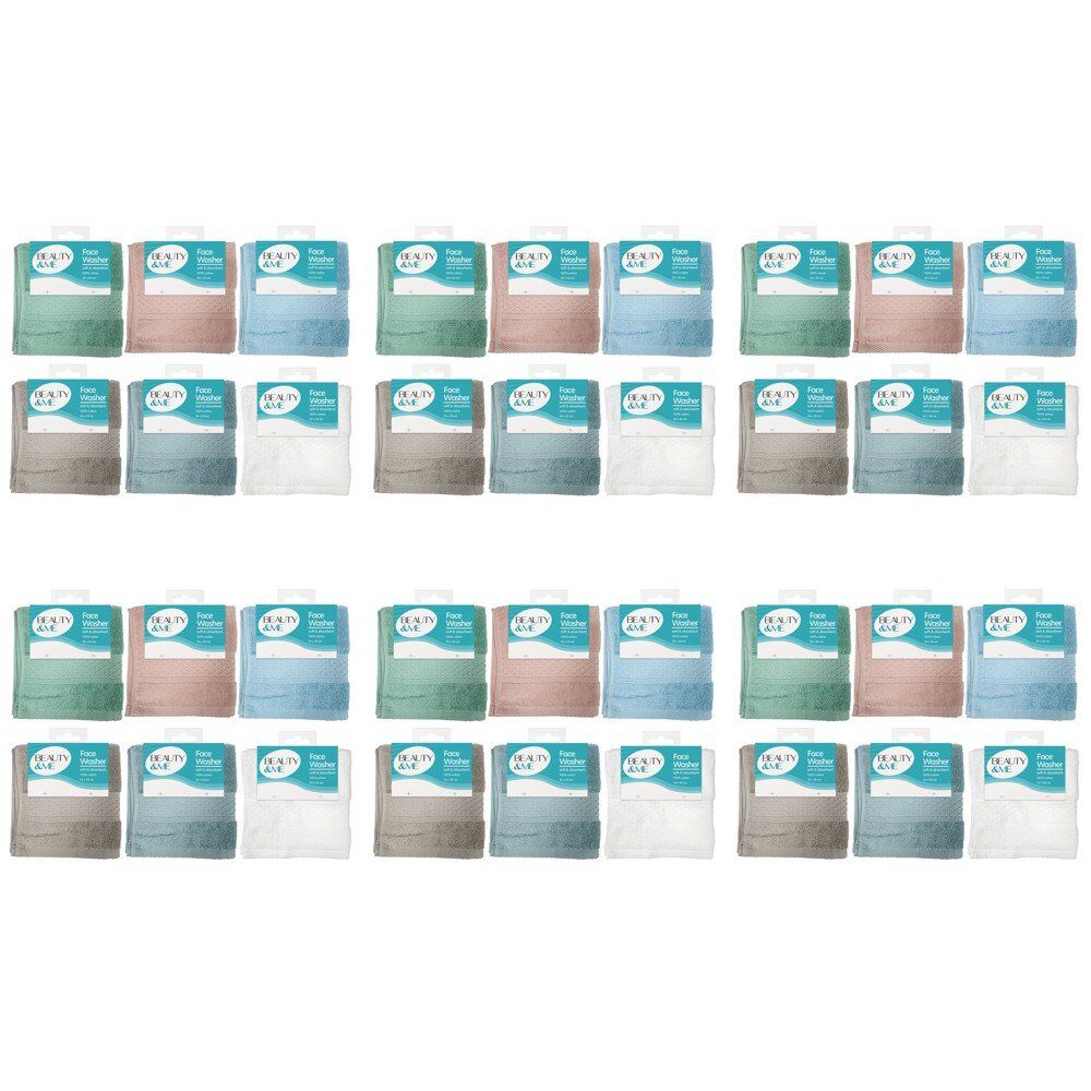 Beauty & Me Face Washer 100% Cotton 34 x 34cm - Random Colour Supplied Pack of 6