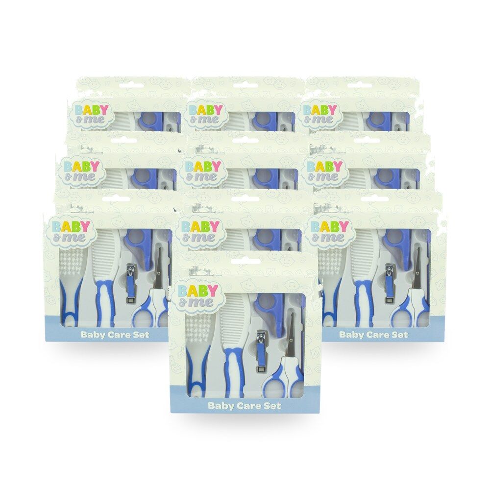 Baby & Me 6 Piece Blue Grooming Kit with Brush Comb Clipper and Scissors Pack of 10