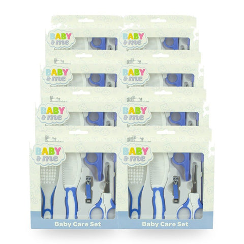 Baby & Me 6 Piece Blue Grooming Kit with Brush Comb Clipper and Scissors Pack of 8
