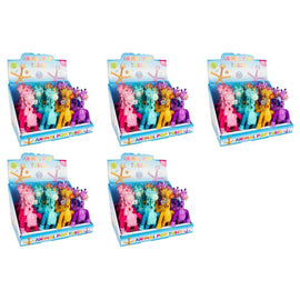 Animal Pop Tubes Giraffe Fidget Toy Assorted Colours Counter Display of 24 Bundle of 5