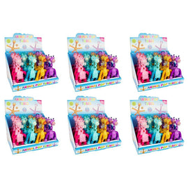 Animal Pop Tubes Giraffe Fidget Toy Assorted Colours Counter Display of 24 Bundle of 6