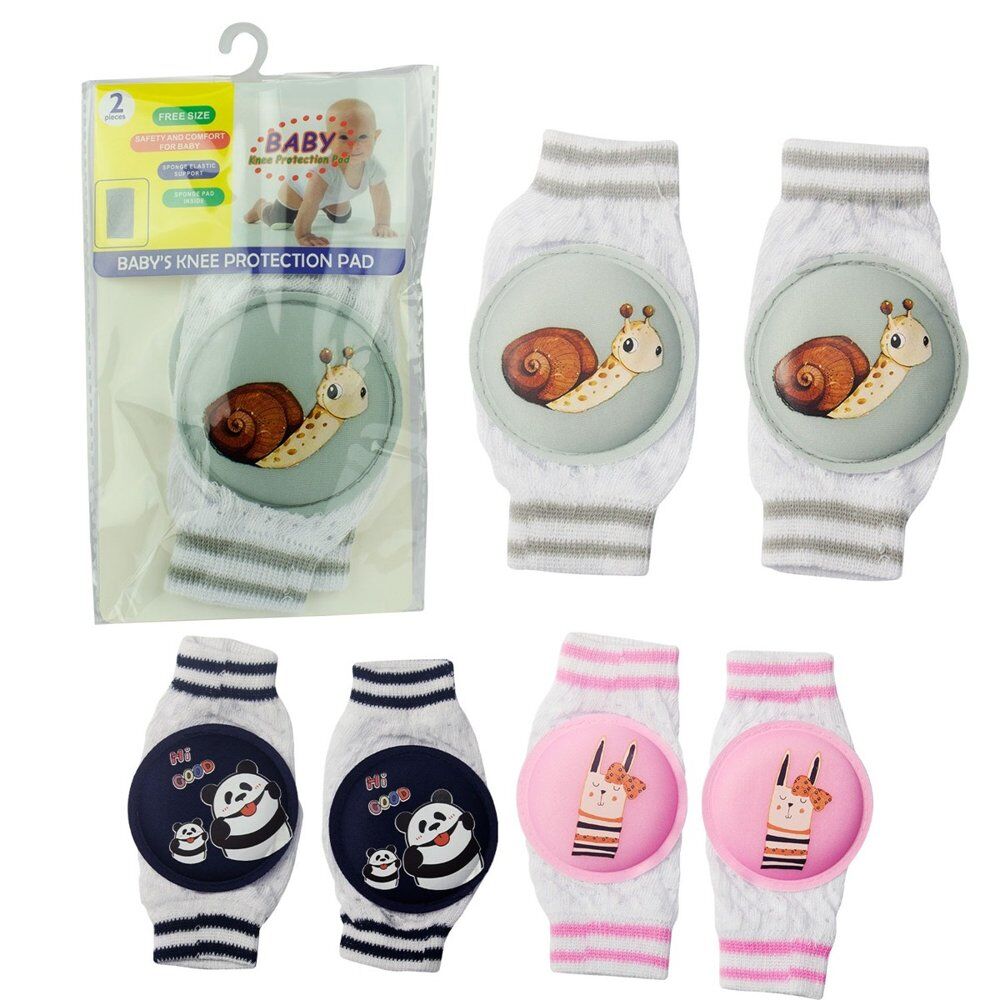 Baby Crawling Knee Pads Pair Assorted Designs - Random Design and Colour Supplied Bundle of 4