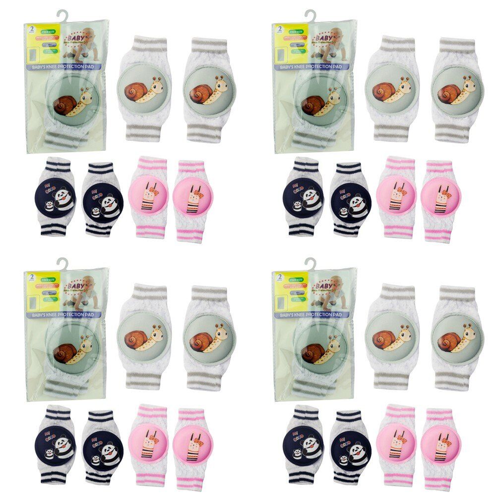 Baby Crawling Knee Pads Pair Assorted Designs - Random Design and Colour Supplied Bundle of 4