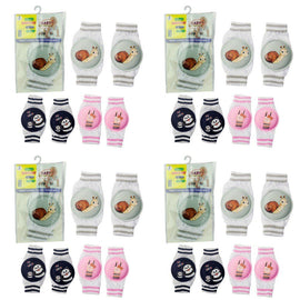 Baby Crawling Knee Pads Pair Assorted Designs - Random Design and Colour Supplied Bundle of 4