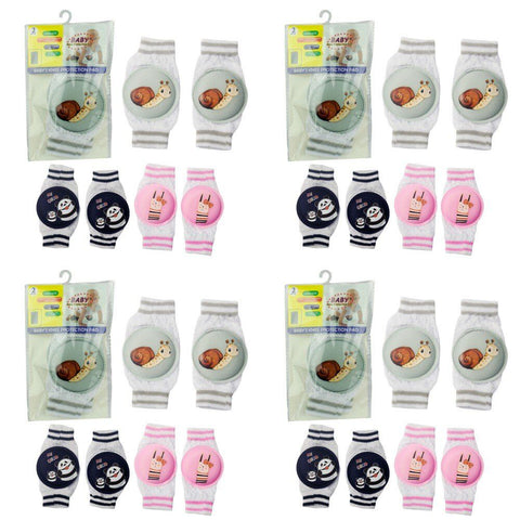 Baby Crawling Knee Pads Pair Assorted Designs - Random Design and Colour Supplied Bundle of 4