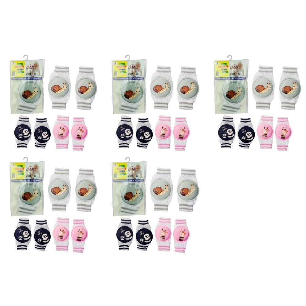 Baby Crawling Knee Pads Pair Assorted Designs - Random Design and Colour Supplied Bundle of 5