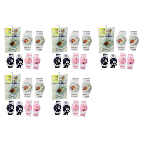 Baby Crawling Knee Pads Pair Assorted Designs - Random Design and Colour Supplied Bundle of 5