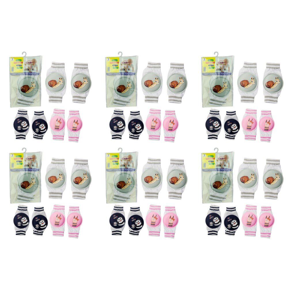Baby Crawling Knee Pads Pair Assorted Designs - Random Design and Colour Supplied Bundle of 6