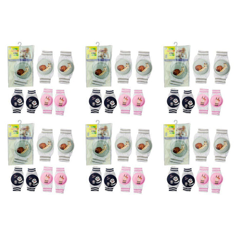 Baby Crawling Knee Pads Pair Assorted Designs - Random Design and Colour Supplied Bundle of 6