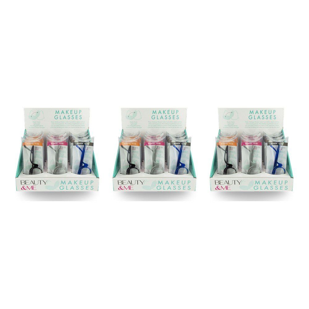 Beauty & Me Magnifying Makeup Glasses Counter Display of 12 Bundle of 3